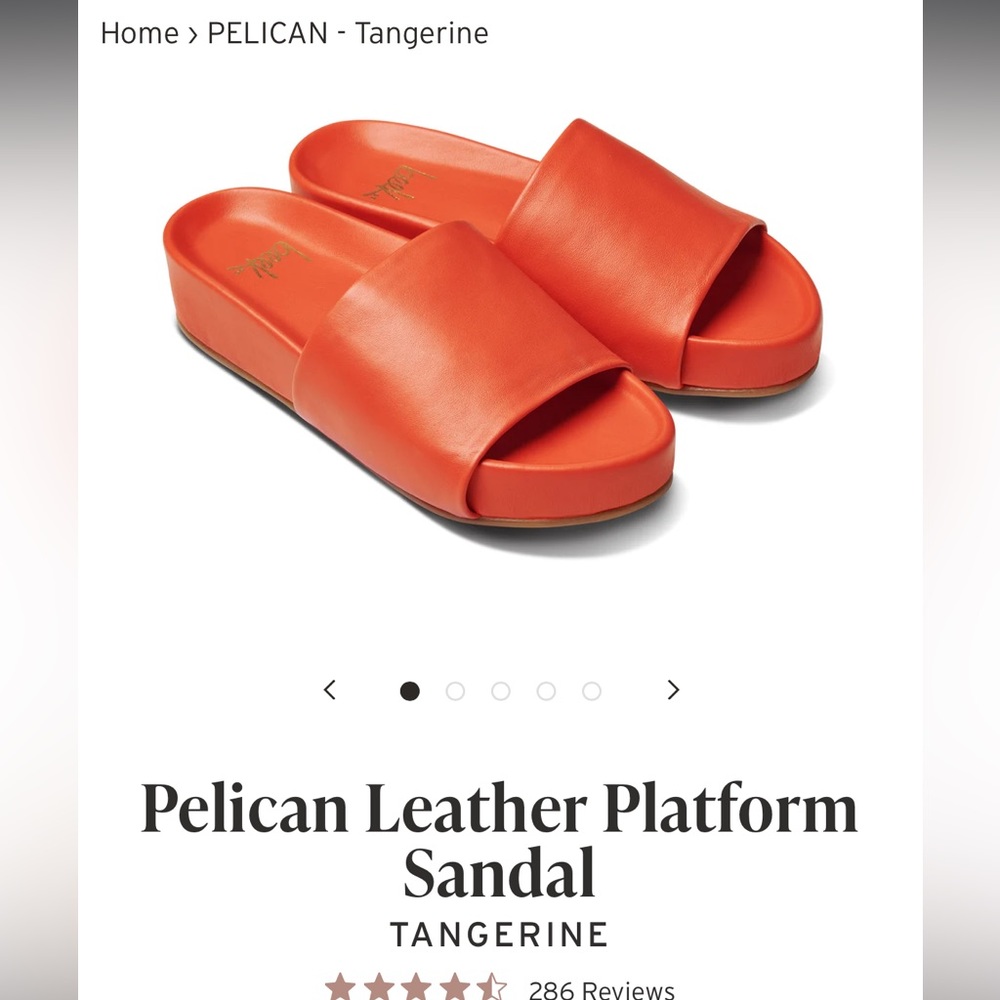 Beek Pelican Leather Platform Sandal in Tangerine size 7